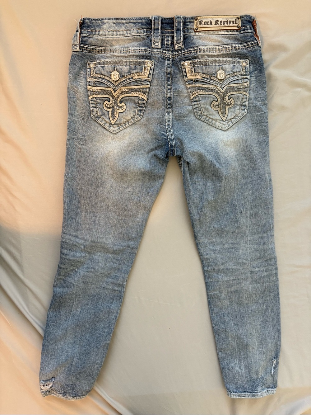 Rock Revival Audrey Jeans Women’s 28 Distressed Embellished Straight Leg - Picture 2 of 11